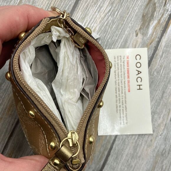 Coach Vintage Gold Lurex Studded Mini Key Chain Wallet Coin Purse Bag - Picture 9 of 14